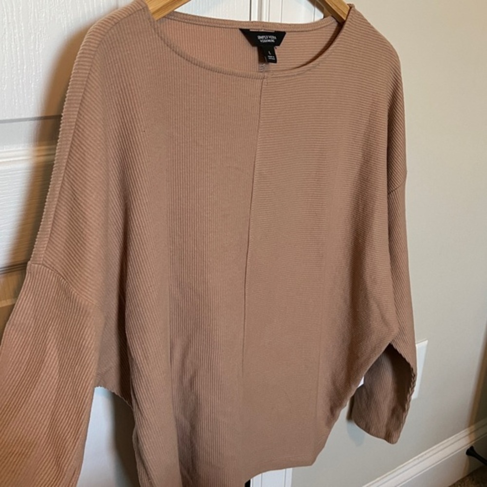🟠NWT SIMPLY VERA WANG Boatneck Long Sleeve Dolman Top in Hazelnut LG